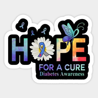 Hope For A Cure  Butterfly Flower diabetes Sticker